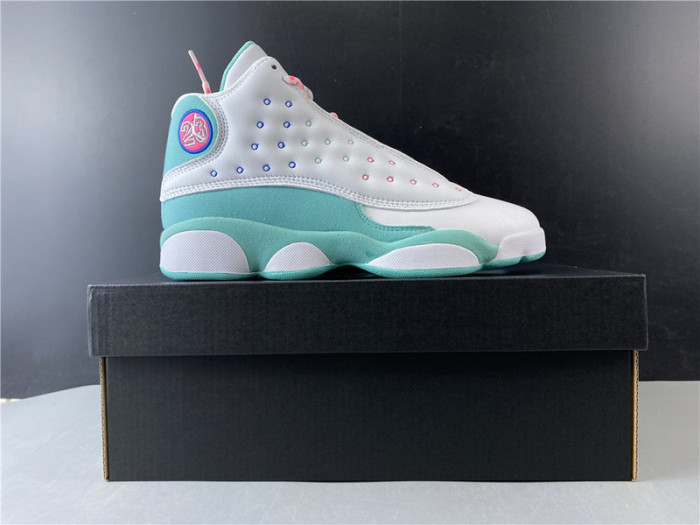 Jordan 13 Retro White Soar Green Pink (GS) 439358-100