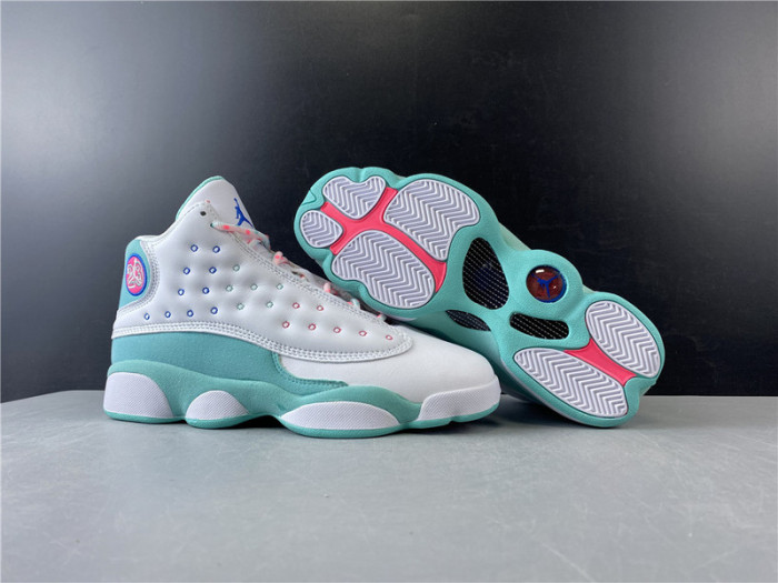 Jordan 13 Retro White Soar Green Pink (GS) 439358-100